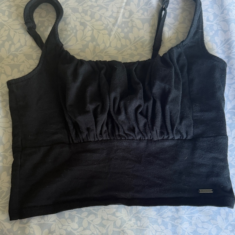 Hollister Black Ruched Crop Top